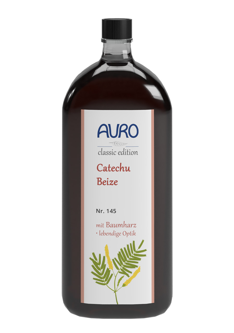 AURO Catechu Boyası No. 145, 0,25 litre şişe, kahverengi etiketli doğal renkli ahşap boyası