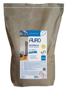AURO Keratherm, fine No. 348-16 extra-fine fine plaster in a 20 kg bag with natural-white label