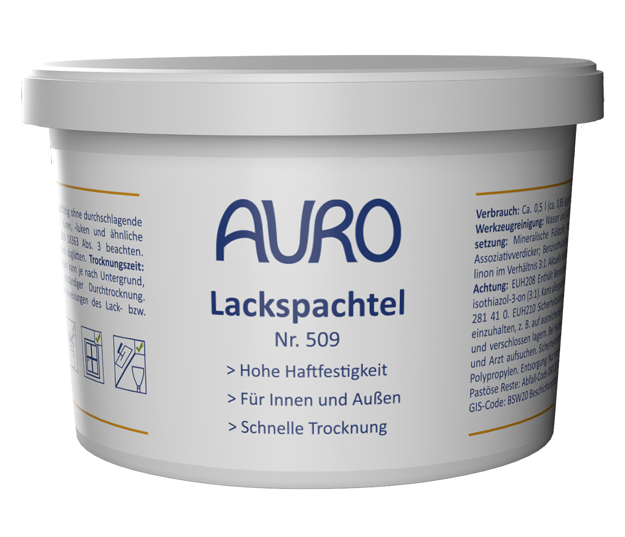 AURO Lake Macunu No. 509 – 0,4 kg'lık ambalaj, beyaz etiketli, etiket görünür
