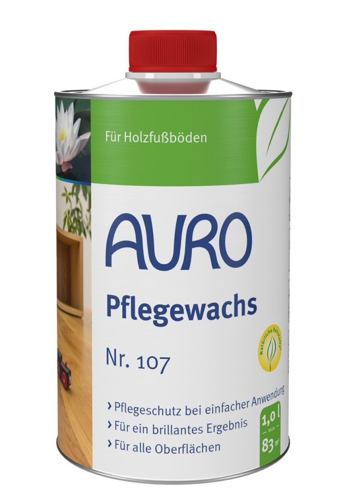 AURO Bakım Mumu No. 107, 1 litre, Bio mührü, mumlanmış ahşap mobilyalar ve mantar zeminler için.