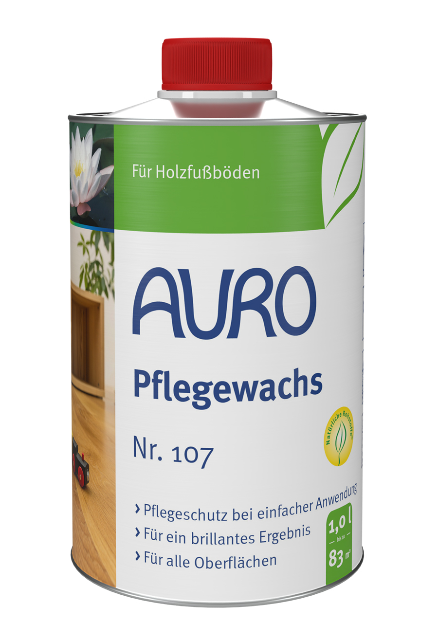 AURO Bakım Mumu No. 107, 1 litre, Bio mührü, mumlanmış ahşap mobilyalar ve mantar zeminler için.