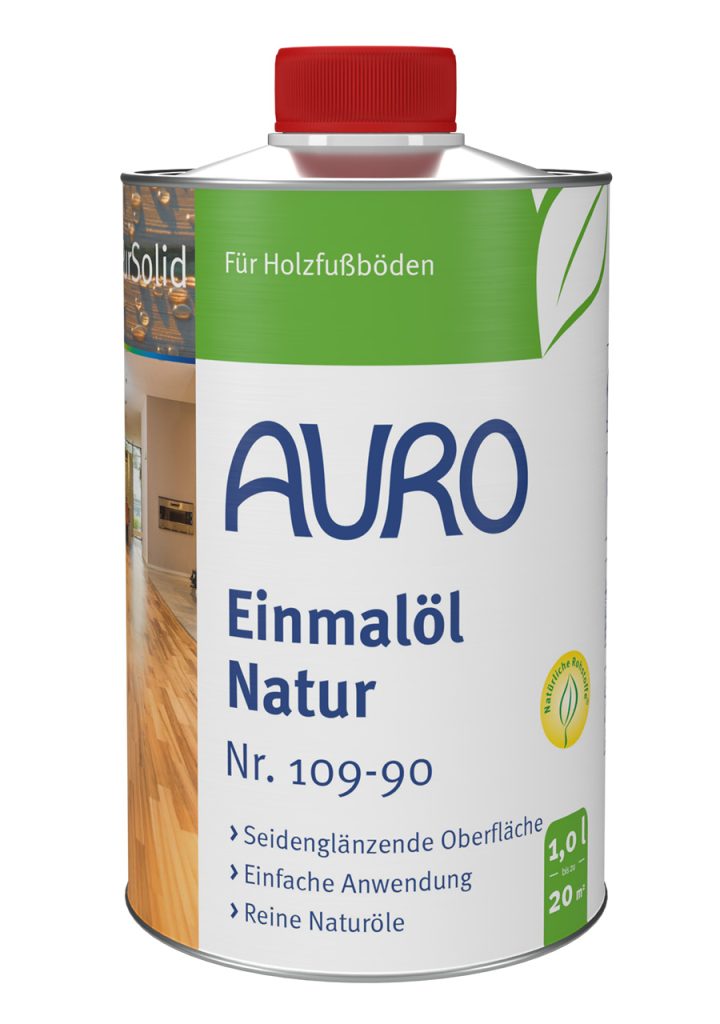 AURO Einmalöl-Natur No. 109-90, 1 litre, solvent içermez, beyaz pigmentli, DIN EN 71 onaylı, ipeksi mat.