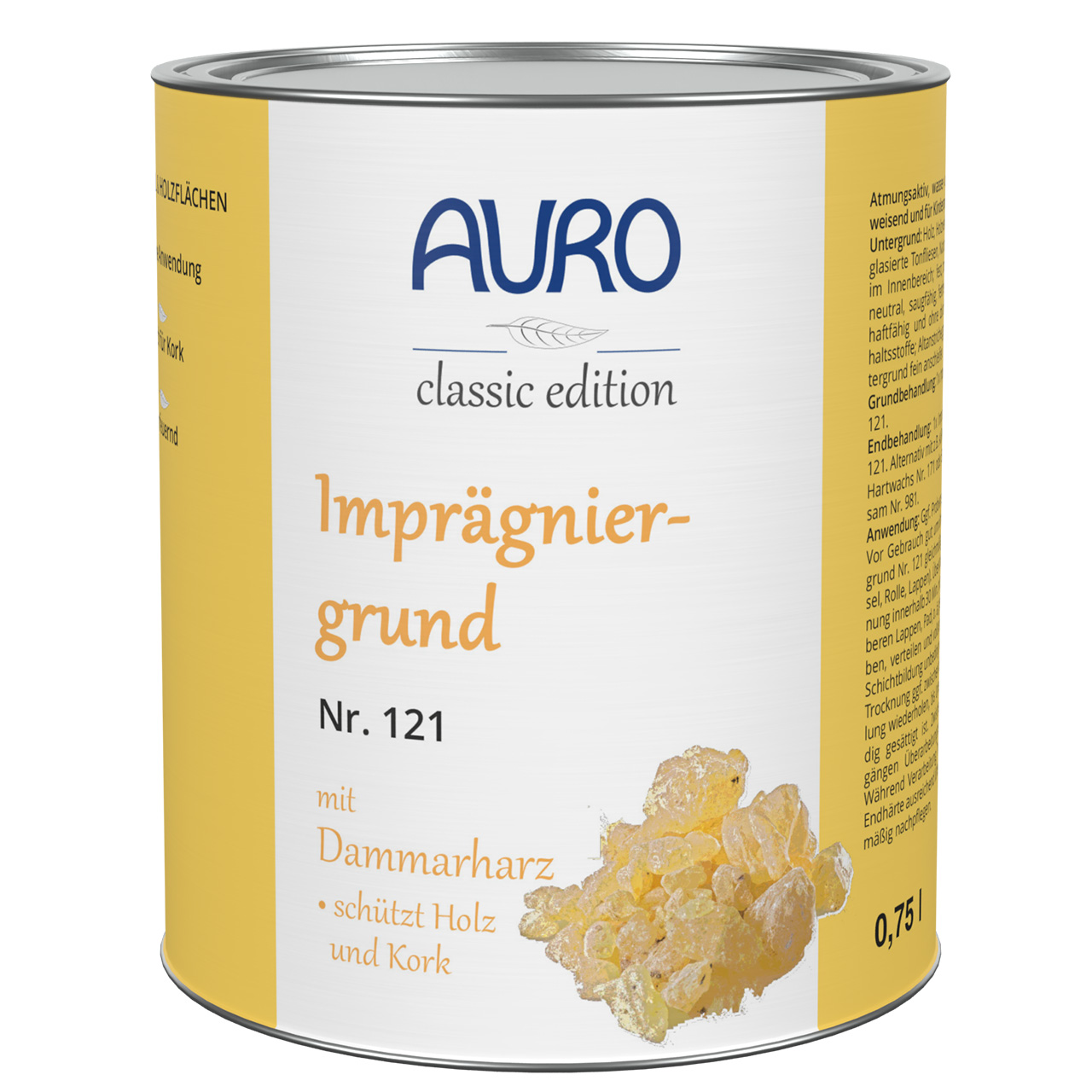 AURO Emprenye Astarı No. 121, 0,75 litre kutu, şeffaf ahşap ve mantar emprenyesi