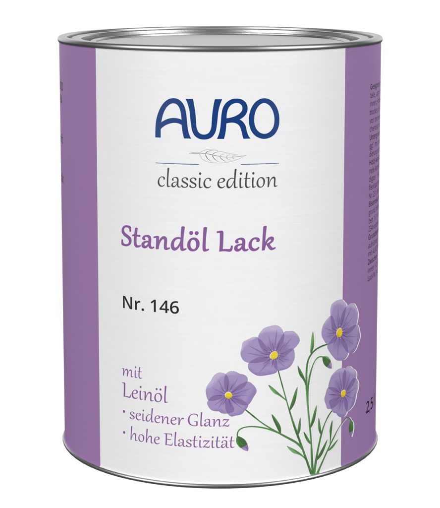 AURO Standöl Lake 146, 2,5 litre kutu – mineral pigmentli, esnek, reçinesiz keten yağı lakesi