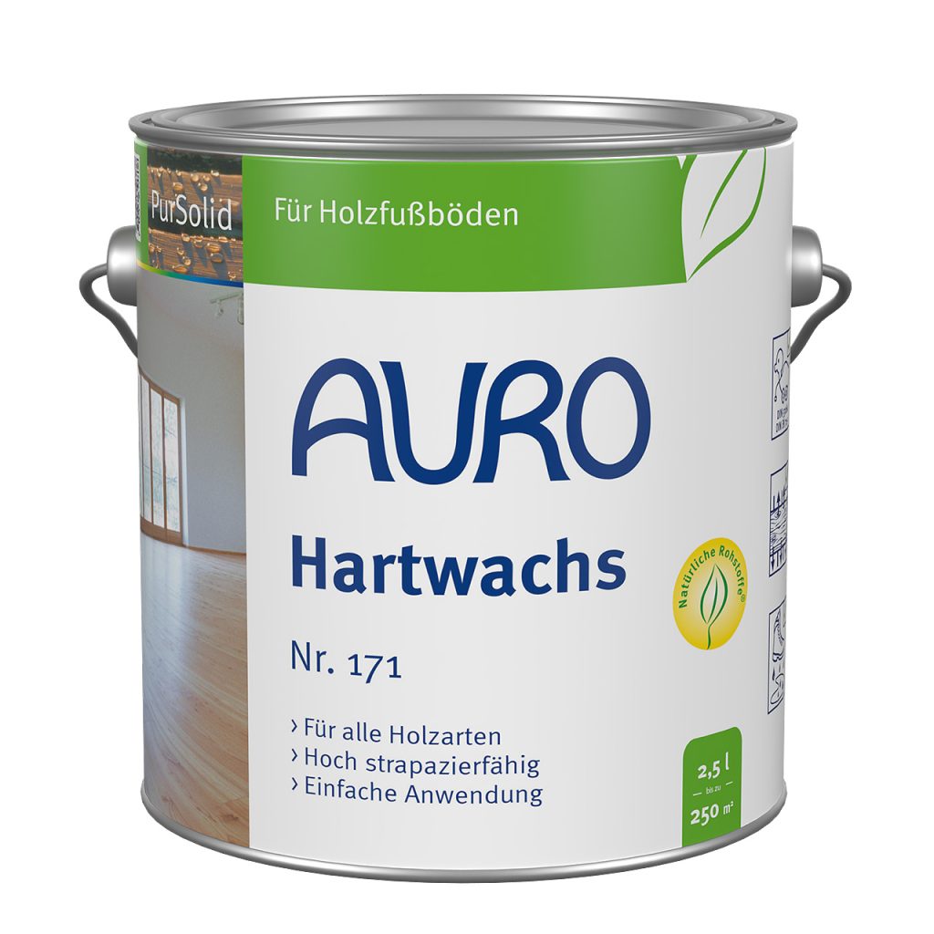 AURO Hartwachs No. 171, 2,5 litrelik kutuda, ahşap zeminler ve mobilyalar için PurSolid doğal mum.
