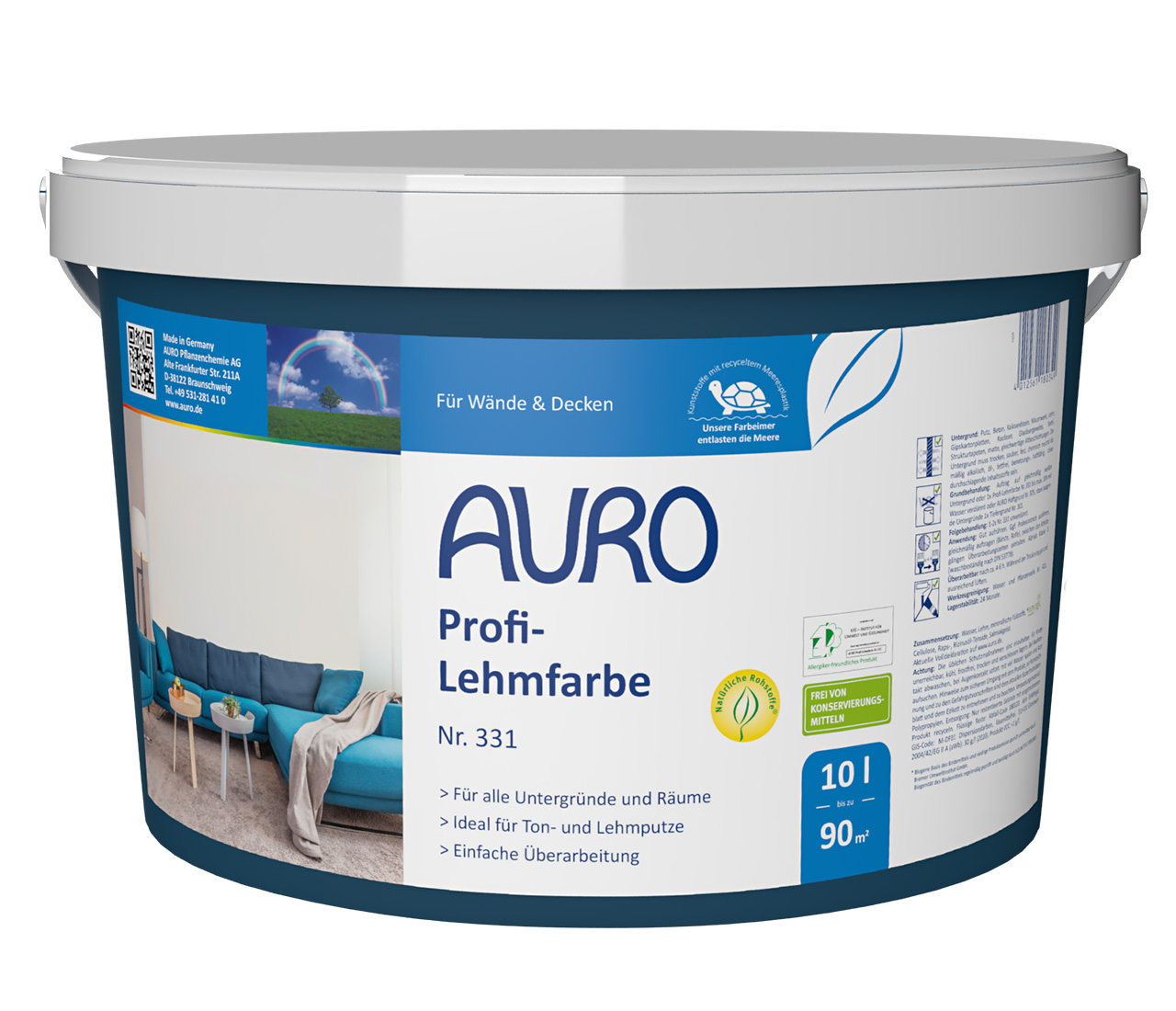 AURO Profi Kil Boyası No. 331, 10 litrelik ambalaj, REPLEBIN® mührü ve ürün işaretiyle