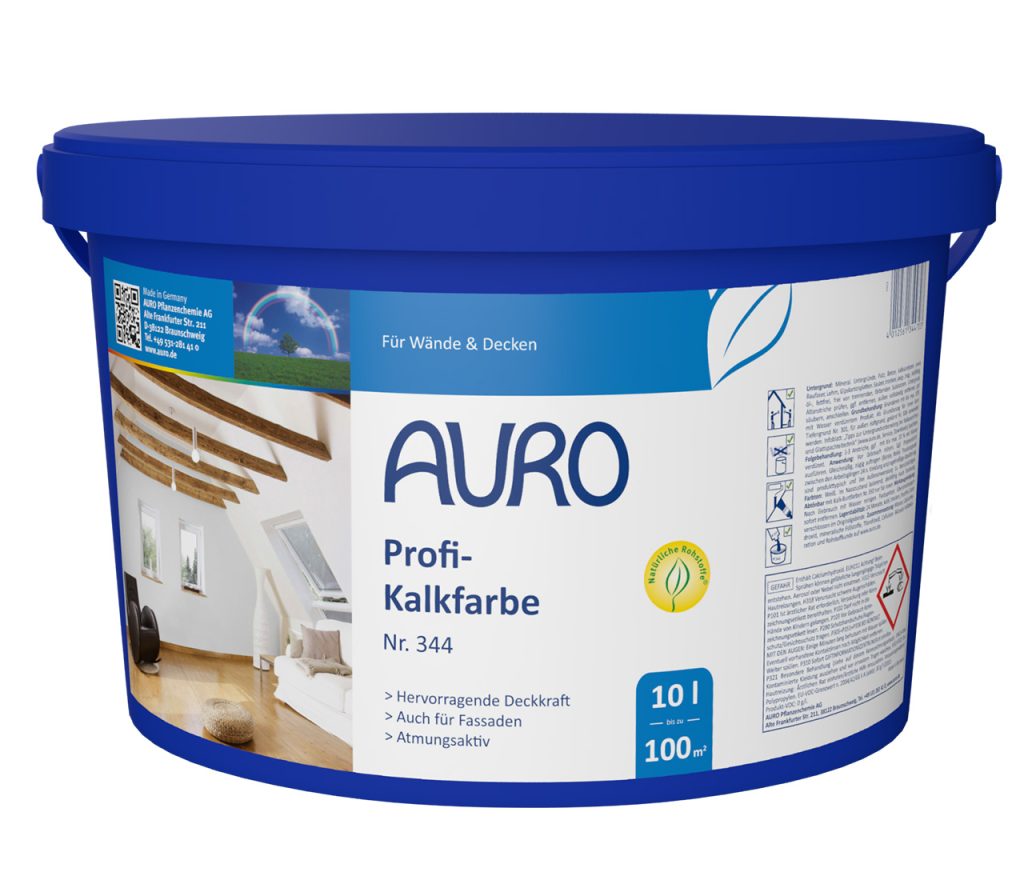 AURO Profi Kireç Boyası No. 344, iç ve dış mekan için kireç boyalı 10 litrelik ambalaj