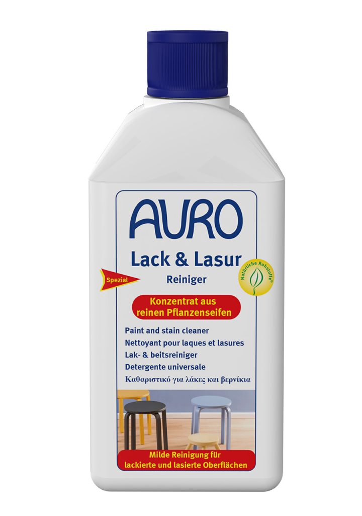 AURO Lake ve Lazur Temizleyici No. 435, 0,5 litrelik şişede, beyaz etiketli, hassas yüzeyler için
