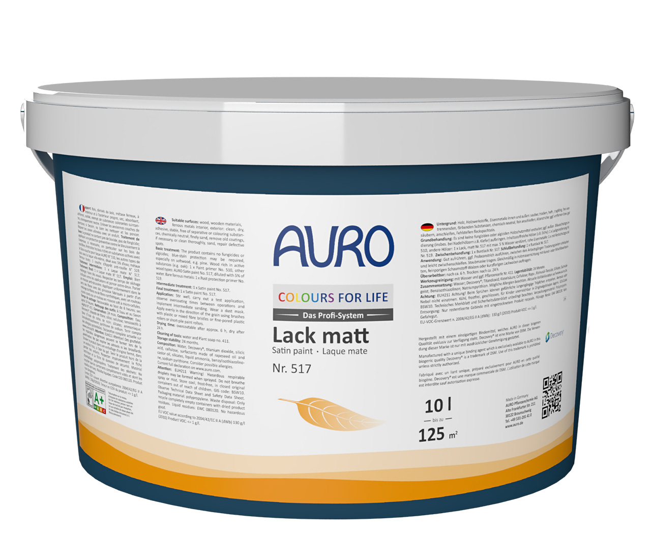 AURO COLOURS FOR LIFE Lacquer, matt No. 517 in a 10 litre container with white label