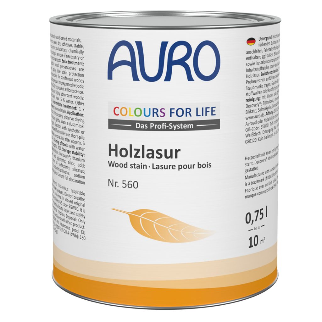 COLOURS FOR LIFE Ahşap Lazuru No. 560, 0,75 l, ipek mat, solvent içermez, 65 renk tonu, iç ve dış mekan