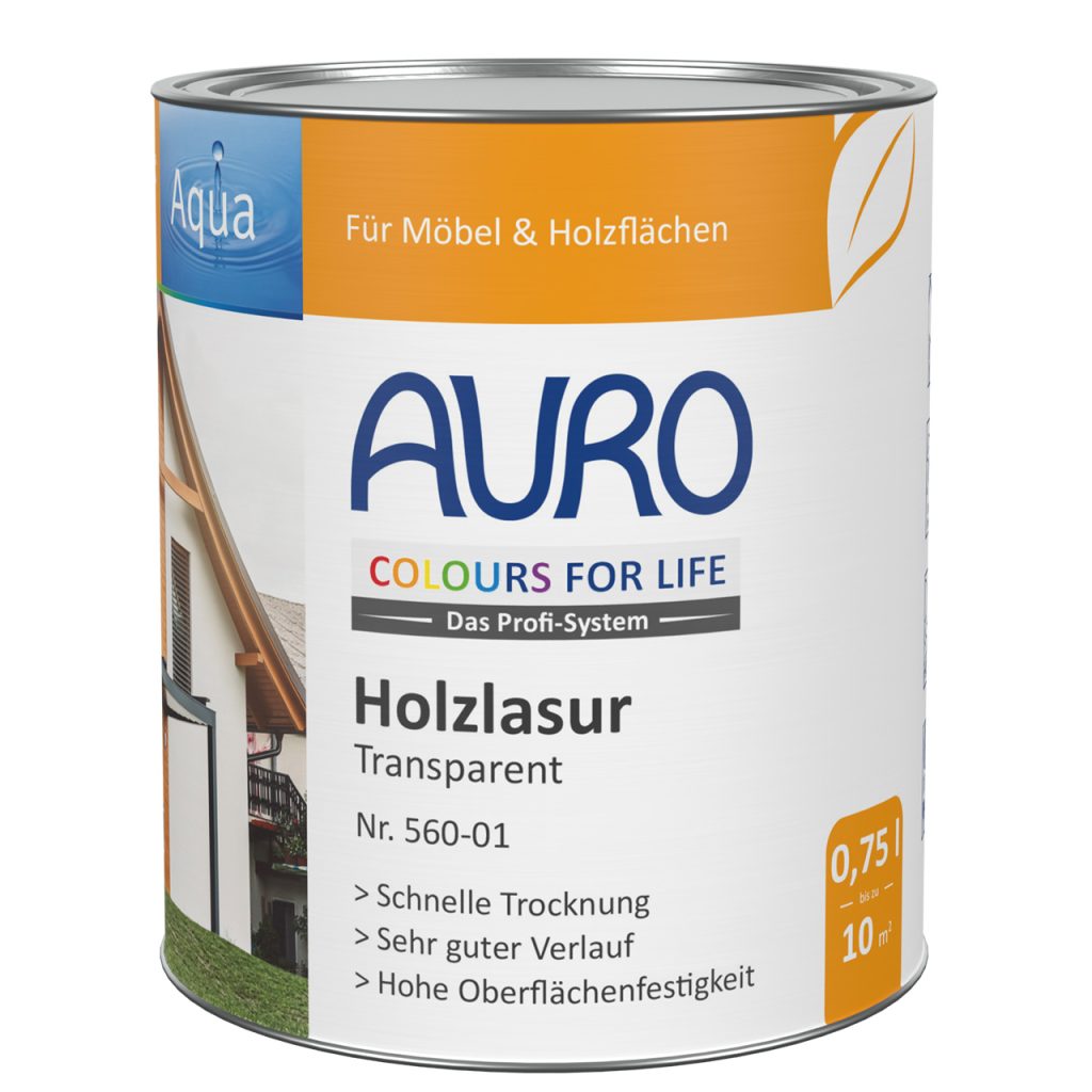 LasurbüCOLOURS FOR LIFE Ahşap Lazuru No. 560-01, 0,75 l, şeffaf, ipek mat, solvent içermez, iç ve dış mekan, koruyucu bakım, oval, açık renk Çin kılı ve polyester