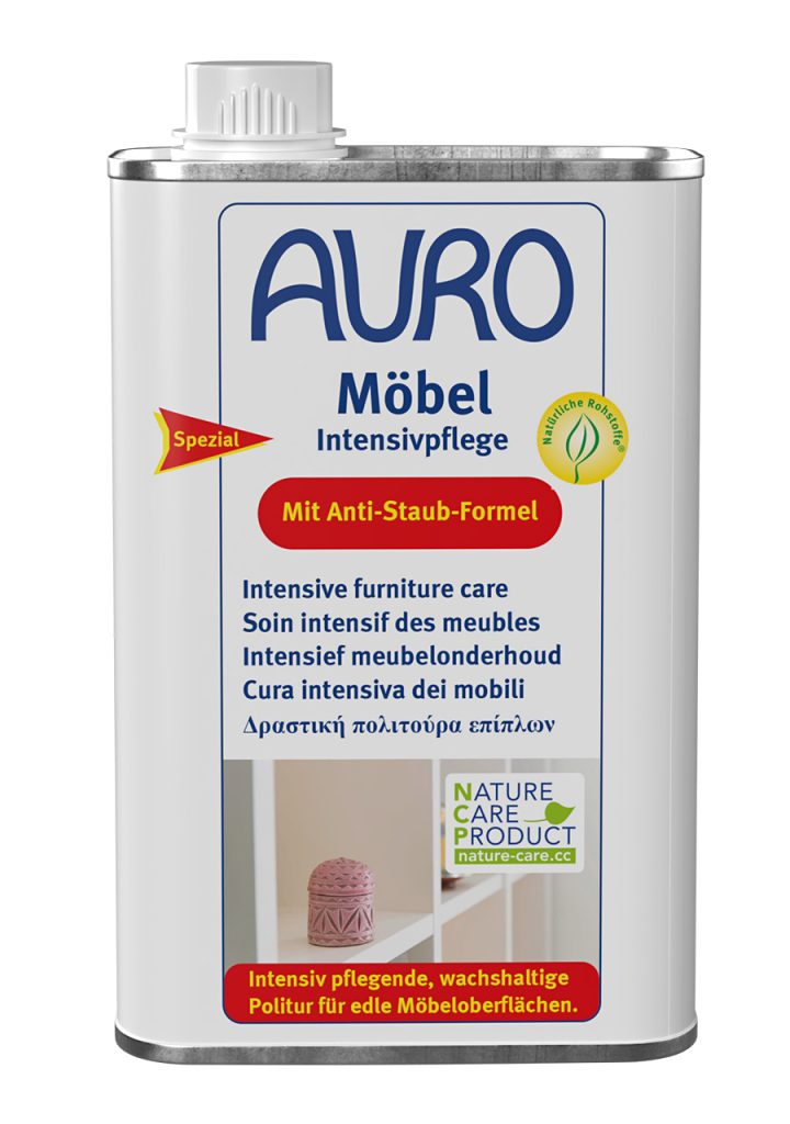 AURO Mobilya Yoğun Bakımı No. 662, 0,5 litre teneke şişe, ahşap mobilyalar için mum içerikli cila, renk derinleştiren ve antistatik.
